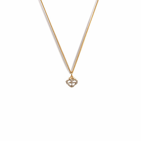 Sacred Heart Logo Charm Necklace - Gold