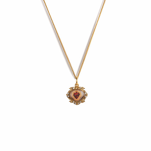 Retablo Small Oval Framed Charm Necklace - Gold - VSA Designs