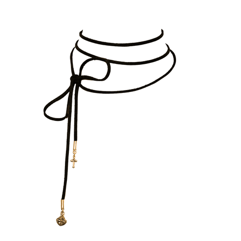 Leather Lariat Black - Gold