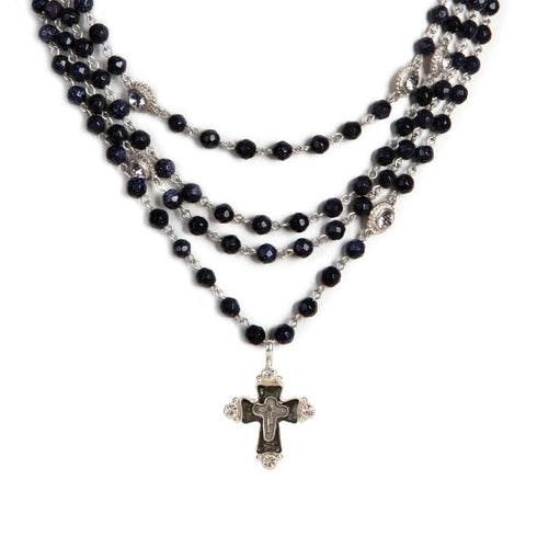 Magdalena - 6mm Semi-Precious Blue Goldstone Faceted All Medallions