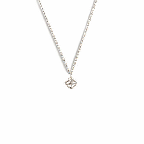 Sacred Heart Logo Charm Necklace - Silver