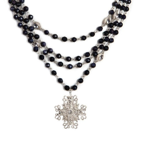 Magdalena - 6mm Semi-Precious Blue Goldstone Faceted All Medallions