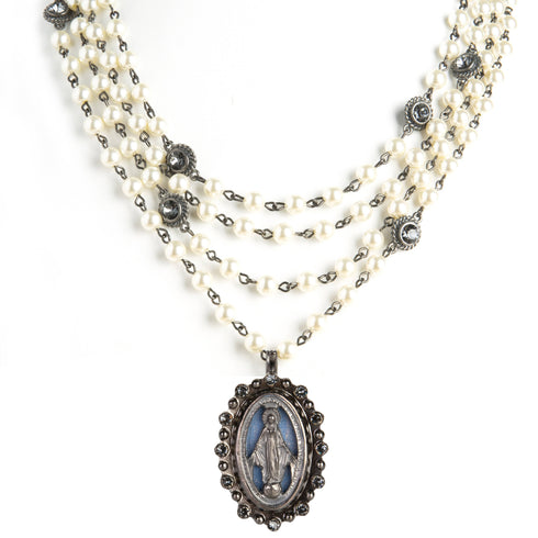 Magdalena - 6mm Pearl Cream with All Medallions Gunmetal