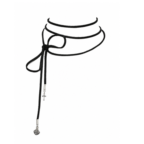 Leather Lariat Black - Silver