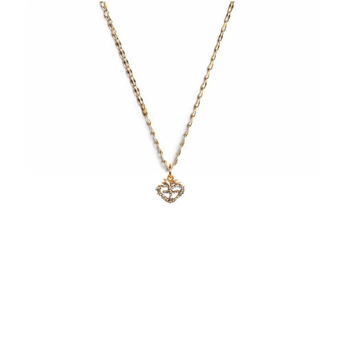 Sacred Heart Logo Charm Necklace - Gold