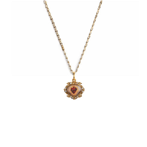 Retablo Small Oval Framed Charm Necklace - Gold - VSA Designs