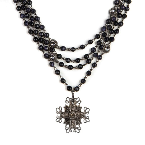 Magdalena - 6mm Semi-Precious Blue Goldstone Faceted All Medallions