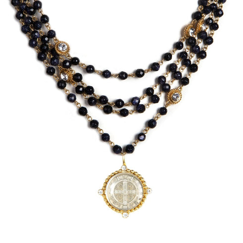 Magdalena - 6mm Semi-Precious Blue Goldstone Faceted All Medallions