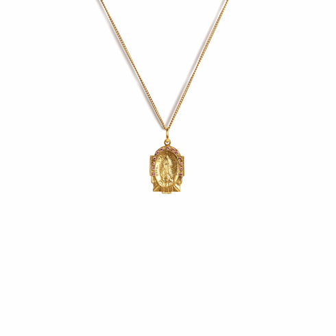 Love My Guadalupe Rose Charm Necklace - Gold