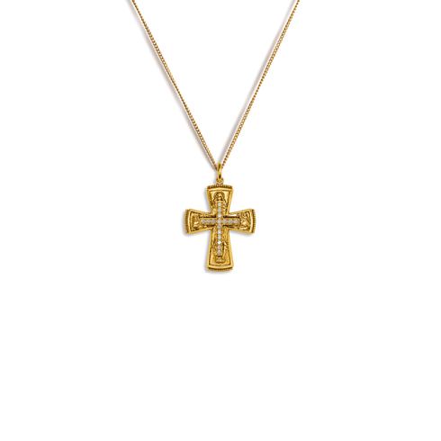 Bourne Again Rebel Cross Charm Necklace - Gold