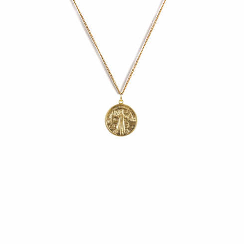 Saint Francis & His Squirrel Charm Necklace - Gold - VSA Designs