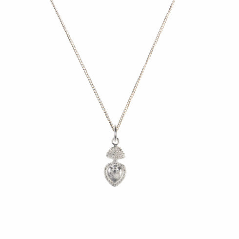 Sacred Heart sVa Mini Charm Necklace - Silver