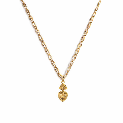 Sacred Heart sVa Mini Charm Necklace - Gold
