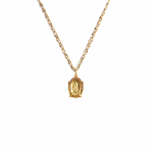 Love My Guadalupe Rose Charm Necklace - Gold