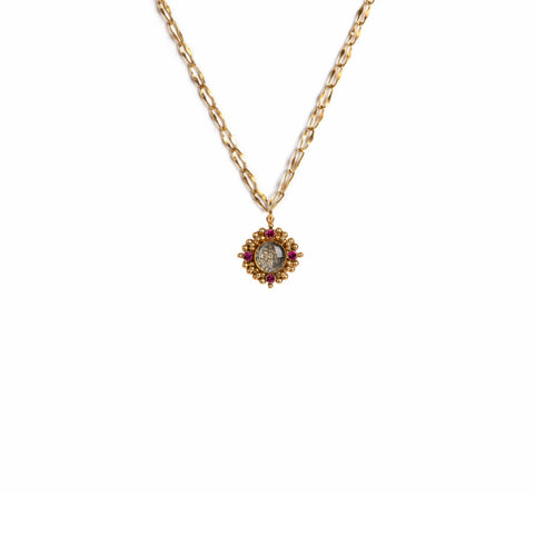 Little Pink Blessing Charm Necklace - Gold