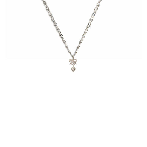 Pink At Heart Charm Necklace - Silver