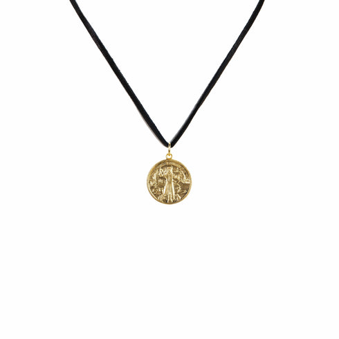 Saint Francis & His Squirrel Charm Necklace - Gold - VSA Designs