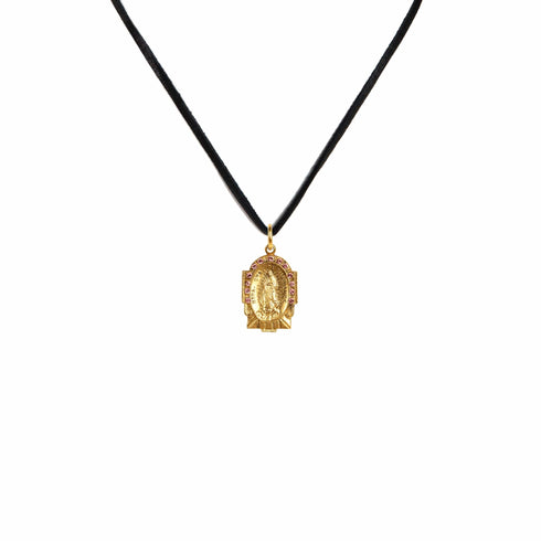Love My Guadalupe Rose Charm Necklace - Gold