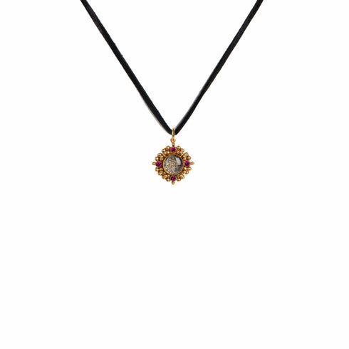Little Pink Blessing Charm Necklace - Gold