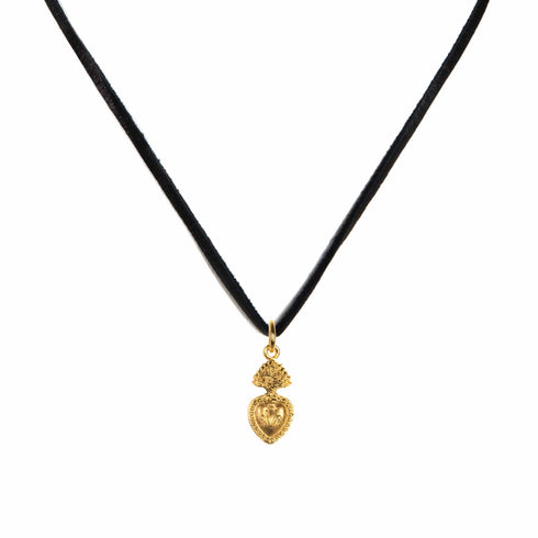 Sacred Heart sVa Mini Charm Necklace - Gold