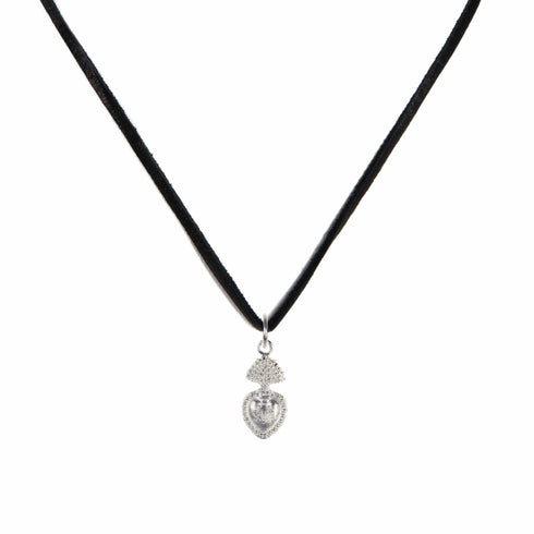 Sacred Heart sVa Mini Charm Necklace - Silver