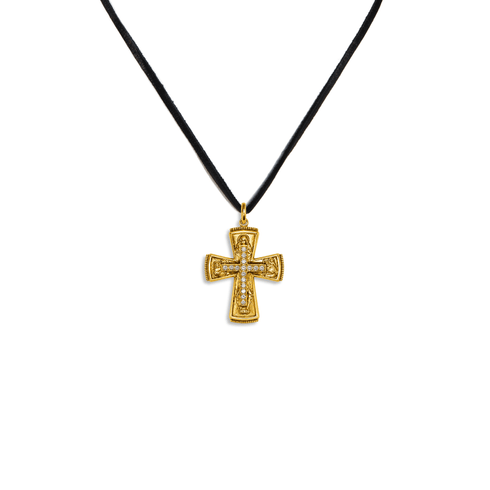 Bourne Again Rebel Cross Charm Necklace - Gold