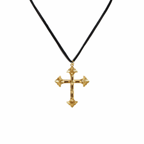 Resurrection Crystal Cross Charm Necklace - Gold