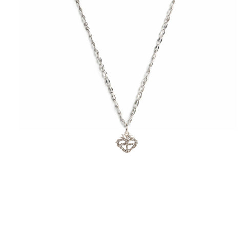 Sacred Heart Logo Charm Necklace - Silver
