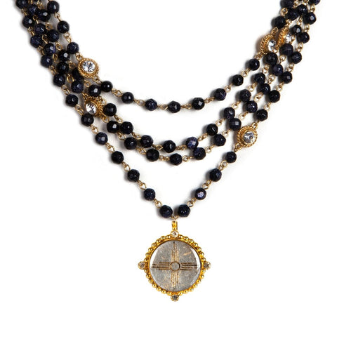 Magdalena - 6mm Semi-Precious Blue Goldstone Faceted All Medallions