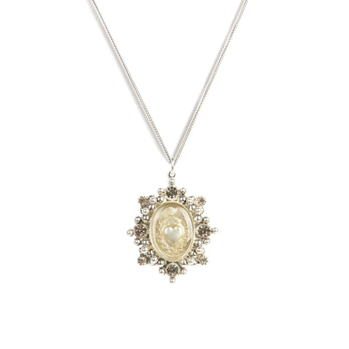 Oval Cloister Sacred Heart Charm Necklace - VSA Designs