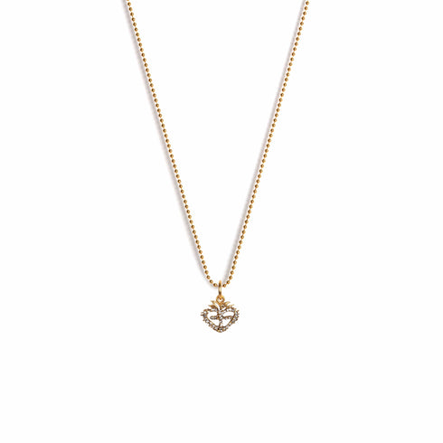 Sacred Heart Logo Charm Necklace - Gold