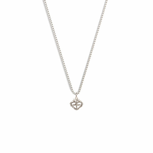 Sacred Heart Logo Charm Necklace - Silver