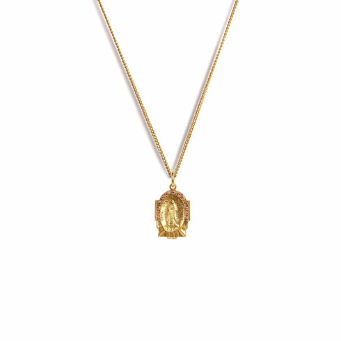 Love My Guadalupe Rose Charm Necklace - Gold