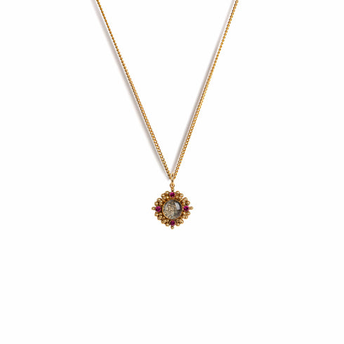 Little Pink Blessing Charm Necklace - Gold