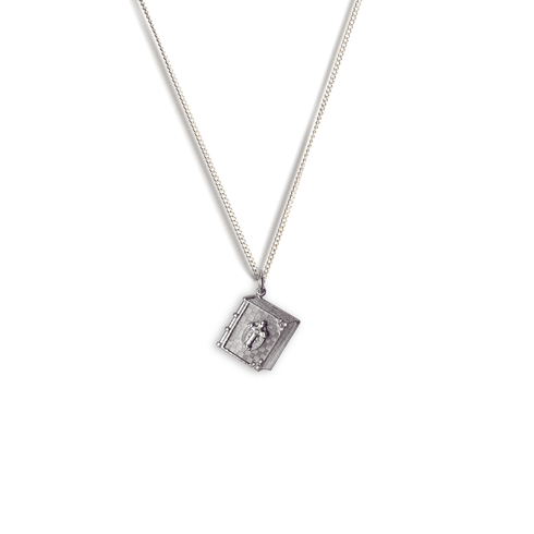 Bourne Again Prayer Charm Necklace - Silver