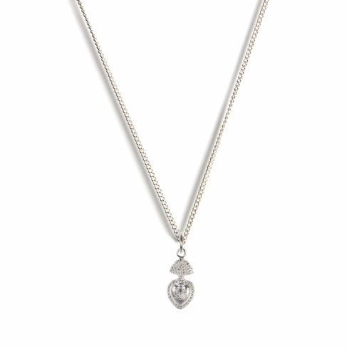 Sacred Heart sVa Mini Charm Necklace - Silver