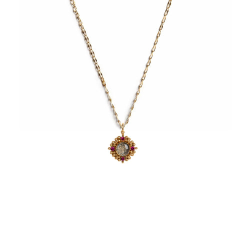 Little Pink Blessing Charm Necklace - Gold