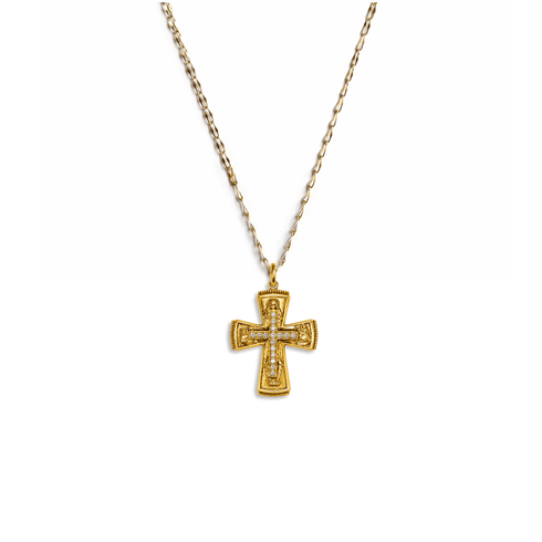 Bourne Again Rebel Cross Charm Necklace - Gold