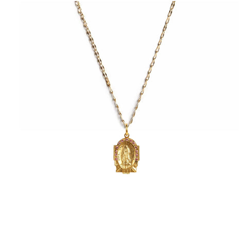 Love My Guadalupe Rose Charm Necklace - Gold