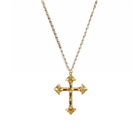 Resurrection Crystal Cross Charm Necklace - Gold