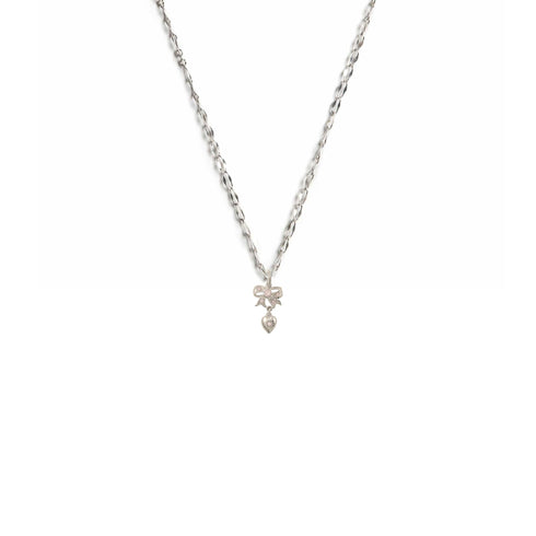 Pink At Heart Charm Necklace - Silver