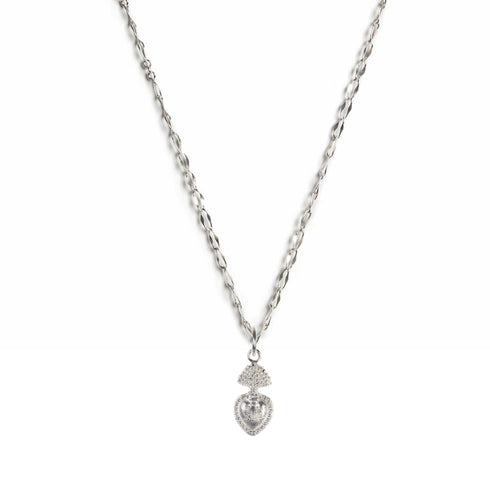 Sacred Heart sVa Mini Charm Necklace - Silver