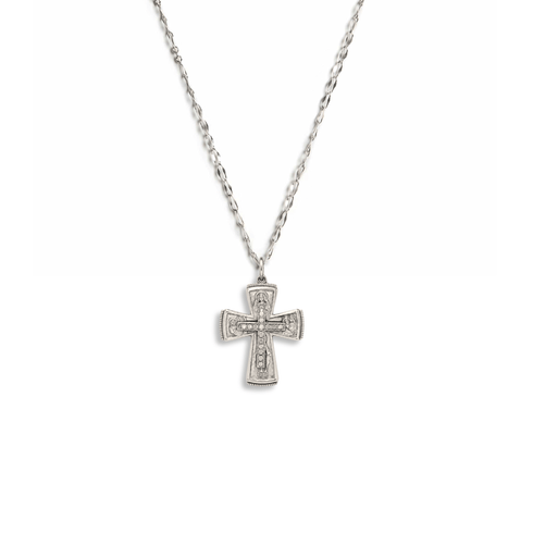 Bourne Again Rebel Cross Charm Necklace - Silver