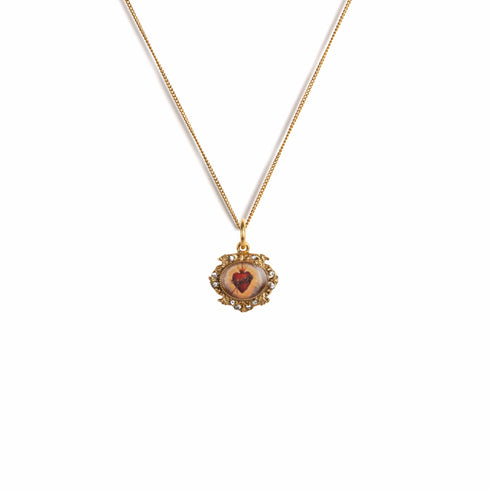 Retablo Small Oval Framed Charm Necklace - Gold - VSA Designs