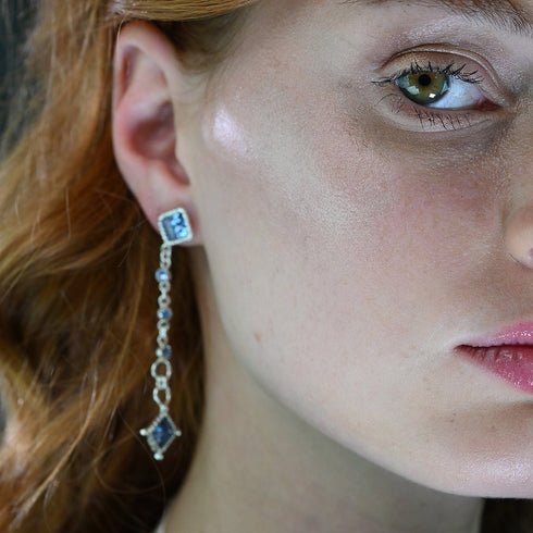 Brigid Clarity Post Earrings Water Lt Sapphire - Gold