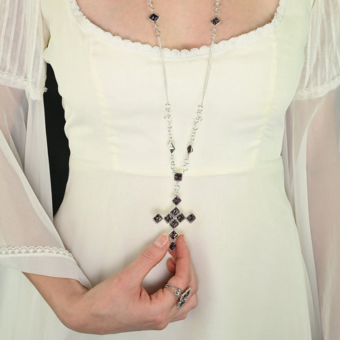 Brigid Cross of Kildare Chain Rosary Spirit Amethyst - Silver