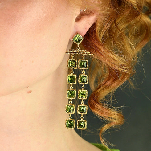 Brigid Waterfall Post Earrings Earth Olivine - Gold