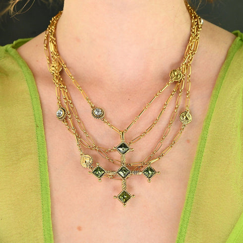 Brigid Cross Medallion Earth Olivine - Gold - VSA Designs