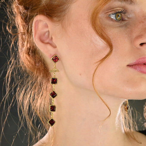 Brigid Mist Post Earrings Ruby Fire - Gold