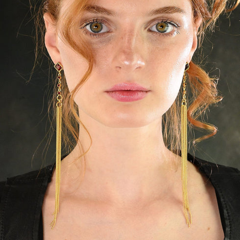 Brigid Serenity Post Earrings Fire Ruby - Gold